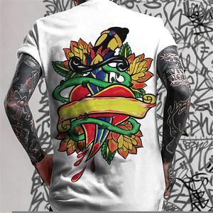 Herren T-Shirts Streetwear Herren T-Shirt Cool Tattoo Back Shirt für Männer Harajuku Hip Hop Kurzarm Mode Kleidung Casual Tops