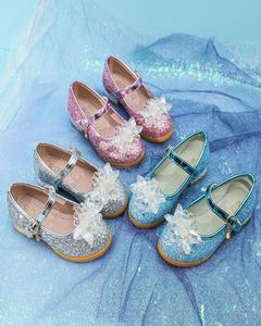 Flat Shoes Spring Autumn Girls Rhinestone Princess Bling Mary Janes Silver Wedding Shoe Party Dance Show Heels Blue7067955