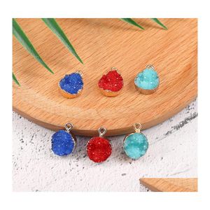 Charms Druzy Druzy Druzy Charm Women Bransoletka Naszyjka Kolor Kolorf Kolorf Gold Sier Splated Copper Celdant do biżuterii Robienie Drop de Dh6zf