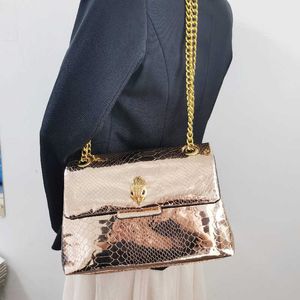 Yeni şampanya yılan cilt omuz çantaları kartal baş tasarımcı çanta kadın çapraz çantalar zincir lüksler çanta kadın çanta cüzdan