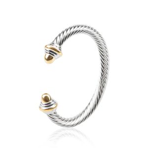 7mm armband för män Kvinnor Twisted Wire Round Head Fashion Versatile White Gold Plated Cuff Bangle