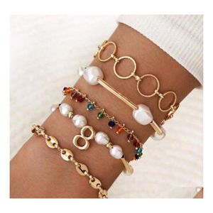 Цепочка звена Bohemian Gold Tassel Bracelets наборы для женщин -ювелирных украшений рук