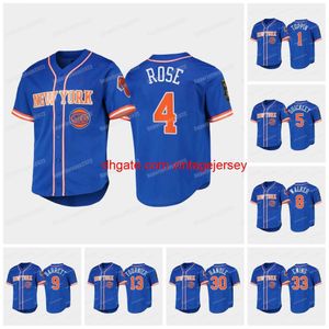 Genäht NY 11 Jalen Brunson Knick 2022 Baseball Jersey Julius Randle Evan Fournier 23 Robinson Derrick Rose RJ Barrett Isaiah Hartenstein Cam Reddis