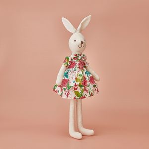 40CM Fabric Material Stuffed Bunny White Rabbit In A Floral Dress Festival Gift Kids Toys Home Decor