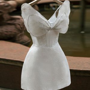 Vestidos de pista vestidos de coquetel de marfim para mini vestidos de mini-noturno de gola e debômetros de miudar