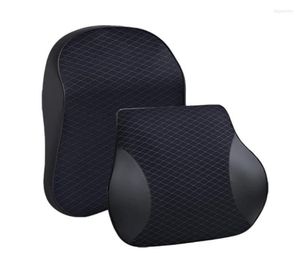 Seat Cushions 3D Memory Foam Car Neck Pillow PU Leather Waist Rest Back Lumbar Cushion For Accessories7614724