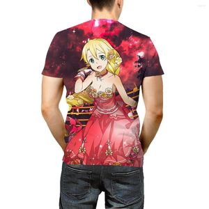 Magliette da uomo T-shirt casual estiva per giovani Maglietta che tocca il fondo Anime Sword Art Online Battaglia da uomo a maniche corte Abiti bidimensionali