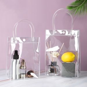 Gift Wrap 10 20pcs lot Transparent Soft PVC Tote Packaging Bags with Hand Loop Clear Plastic Handbag Cosmetic Bag 230209