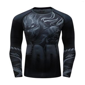 Męskie koszule 2023 Fabryka niestandardowa top z długimi rękawami sublimowany drukowane MMA BBJ Rash Guard Black Print O Szyja Oddychająca wygodne topy