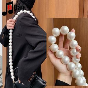 Bag Parts Accessories 25mm Pearl Bag Strap Beaded Design Bag Handle Belt Women Handbag Handles Replacement Handbags Strap Accessories phone decoration 230210