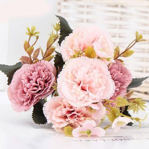 Flores decorativas Carnation Artificial 10 Head Sedk Fake for Christmas Home Decor de casamento DIY GIF do Dia das Mães