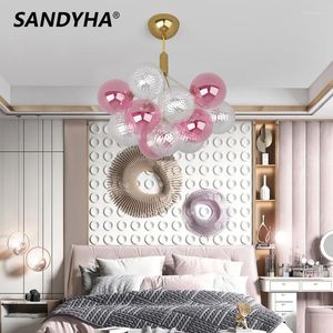 Hängslampor sandyha crystal lampara salong design luxe ljuskrona för vardagsrum lamparas colgantes para techo lamp led lätt sovrum