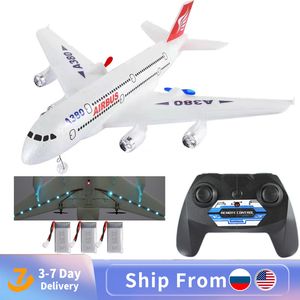 전기/RC 항공기 에어 버스 A380 Boeing 747 RC 비행기 원격 제어 장난감 2.4G 고정 날개 비행기 자이로 야외 항공기 모델 모터 어린이 선물 선물 230210