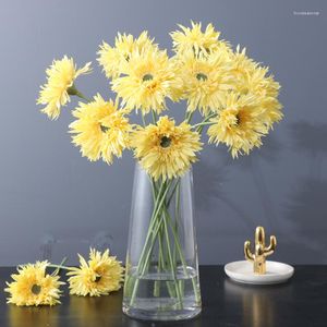Symulacja kwiatów dekoracyjna pojedyncza gałąź gerbera długa słup chryzantemu faux kwiat do dekoracji salonu