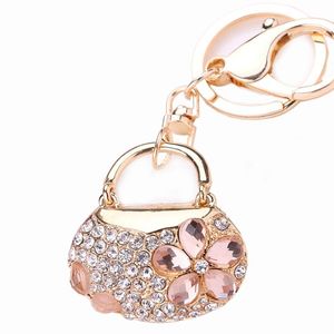 Keychains Charm Crysatl Bags Style Pendant Keyring Women Handbag Keychain för bilväska Buckle Key Holder Ring Chains Jewel Gift R150