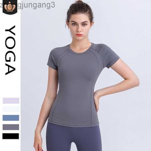 t shirt alosyoga topp kvinnor yogastr￤kt v￥r andas stretch bantning tr￤ning fitness tr￤ning yoga kort ￤rm