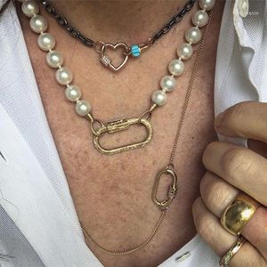 Chains Women Emo Witcfashion Gothic Bijuteria Collares De Moda 2023 Joyeria Cuban Link Chain Neckless Pearl Beaded Necklace Lock Clasp