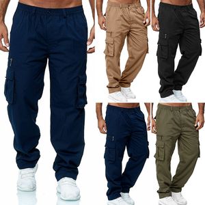 Men's Pants Men Cargo Pants Work Trousers Elastic Stretch Waist Loose Multi Pocket Casual Trousers Pants Sports Outdoor Wearing 230211