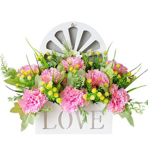 Wall hanging flower basket simulation floral art set plastic fake flower hanging wall hanging decoration room decorative flowers