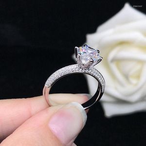 Anéis de casamento Classic Shiny Clear Stone para Mulheres Meninas Bandas de noivado Aberto Jóias femininas CE031