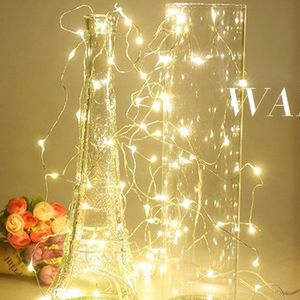 Fio de cobre ￠ prova d'￡gua de LED de bateria, 7 p￩s 20 LED Firefly Starry Moon Lights para festas de casamento Patios p￡tios natal white usalight
