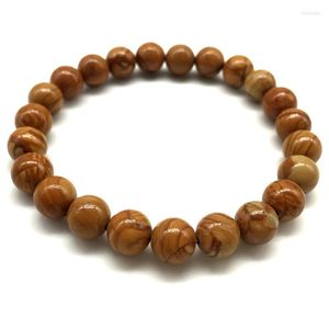 Strand Good Quality Men Bracelet Nature 8 MM Wood Jaspe Really Stone Not Glass 18.5 -19 CM Women Bangle Green Braclets