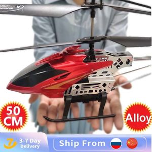 Elektrik/RC Uçak Büyük RC Helikopter 50 cm 4Ch Profesyonel Açık Mekan Büyük Boyu Yükseklik Tut Led Işıklar Alaşım Yetişkinler için Oyuncaklar Çocuklar için Boy 230210