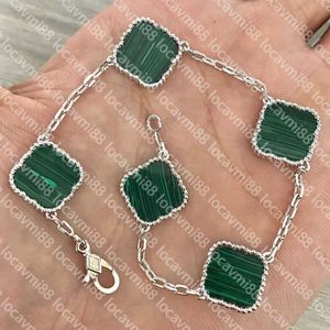 Fashion Classic 4 Four Leaf Clover Charm Armband Bangle Chain 18K Silver Agate Shell Valentine's Day For Women Girl Wedding Jewelry Gifts Link1