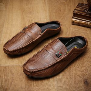 Pantofole Mocassini in pelle PU da uomo italiani di lusso Mocassini Casual antiscivolo Scarpe da uomo Moda estiva Metà per 230210