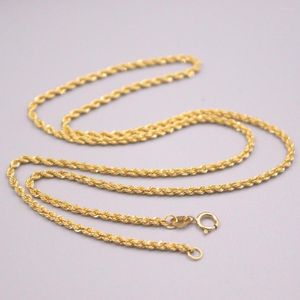 Łańcuchy AU750 Real 18K żółty złoto szyja dla kobiet kobiet 2,0 mmw pusta lina
