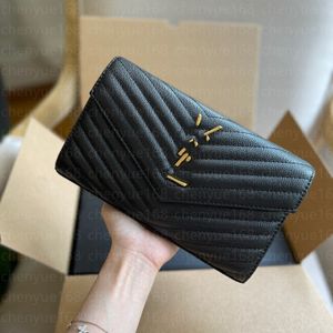 top popular womens wallet black handbag caviar bags gold chain ysls bag 23cm classic flap designer shoulder bag luxury card holder crossbody designer bags woc satchel fashion 2023