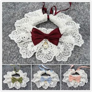 Dog Collars Pet Lace Bowknot Collar Cat Puppy Lolita Neckerchief Kitten String Bib Necklace Necktie Neck Strap Scarf