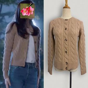 Maglieria da donna Dramma coreano TV Star Moon Ga Cardigan lavorato a maglia giovane Donna Miscela di capelli Maglione corto intrecciato Donna 2023 Top primaverili