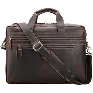 Kolejne w stylu skórzana teczka męska duża pojemność 17 -calowa torebki laptopa torebki szalone ramię konia