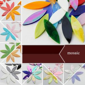 Craft Tools Color Leaf Shape Stained Glass Mosaic Tiles DIY Handmade Coaster Lamp Puzzle Making Art Wall Decoration Material 230211