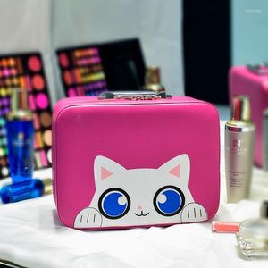 Storage Boxes Cartoon Cute Cosmetic Bag Simple And Portable PU Printing Waterproof Hard Shell Case Travel Washing