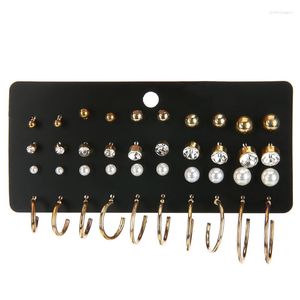 Studörhängen Mix Size Earring Set Mini Simple Simulated Pearl Korean Styles Jewelry for Women Fashion Crystal Zircon