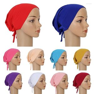 Beanies Beanie/Skull Caps Women Muslim Hats Inner Hijab Elastic Bottom Bandage Cap Pure Color Adjustable Head Wrap Turban Cotton Female