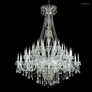 Chandeliers Large El Crystal iluminação enorme lustre de villa liderou o brilho para a igreja Hall Big 60 PCs E14 Candelabro