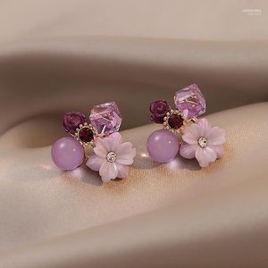 Stud Earrings S925 Silver Needle Diamond Crystal Opal Flower Small Fresh Fashion Temperament EarringsStud Odet22 Mill22