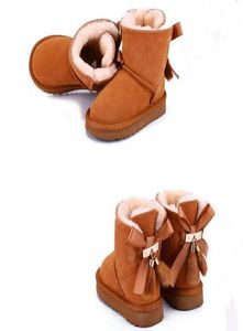 2022 Kids Snow Boots Houd Warm Boot Nieuwe stijl Fashionable Popular Classic L U 2 In 1 jongens Girls Kinderen Korte Bowknot Black S300Y2980083