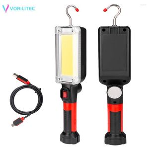 Falllampes facklor Vorlitec Portable Lantern LED USB laddar magnetisk utomhuscampingbil reparationsbelysning med 2 18650 batteri