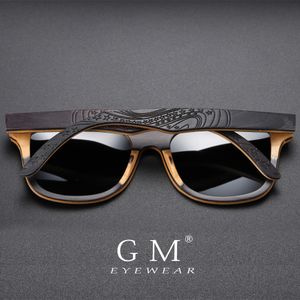 Óculos de sol, designer de marca GM Wood Men polarizou Black Skateboard Wood Retro vintage Eyewear Drop S5832 230211