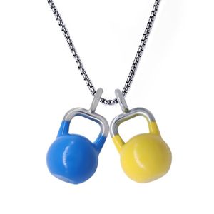 Hänge halsband utsökt gym färgglad kettlebell charm rostfritt stål halsband diy handgjorda kvinna sport fitness smycken