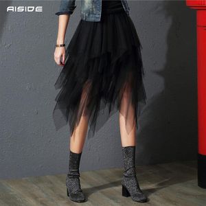 Röcke Tüllröcke für Damen, unregelmäßig, modisch, koreanisch, elastisch, hohe Taille, Mesh-Tutu-Rock, sexy, plissierte lange Röcke, Midi-Röcke für Frauen, 230211
