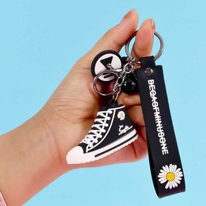 Key Rings Creative Network Red G-DRAGON Celebrity Style Little Daisy Keychain Canvas Shoe Keychain Car Bag Hanging Ornaments S387 G230210