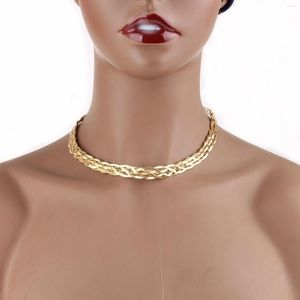 Choker Goldkette Halskette 14K plattierte klobige Damenkragen Halsketten einstellbar