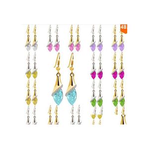 Dangle Chandelier Stud Earrings For Women Bride Wedding Christmas Fashion Jewelry Brincos Sier Hanging Wholesale Crystal Earings D Dhrts