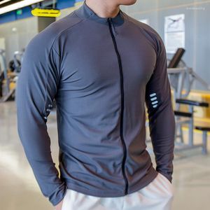 Erkek Ceketler Erkekler Fitness Spor Ceket Katları Fermuar Hızlı Kuru Uzun Kollu Gömlek Gym Education Casual Sportwear Üstleri Sıkıştırma Şeytan