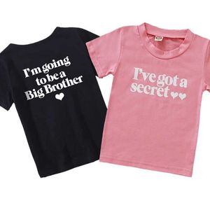 T-Shirts „Ich werde eine große Schwester und Bruder sein“-Druck-Kinder-T-Shirt Lustige Kurzarm-Baby-Jungen-Mädchen-Baumwollbuchstaben-Oberteile Kleinkind-Sommer-T-Shirt T230209